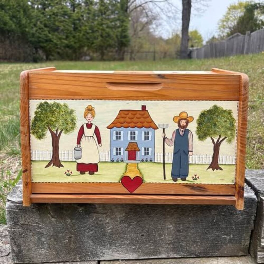 Vintage Cottagecore Farmhouse Bread Box 🐓 Rustic Solid Wood Kitchen Storage
